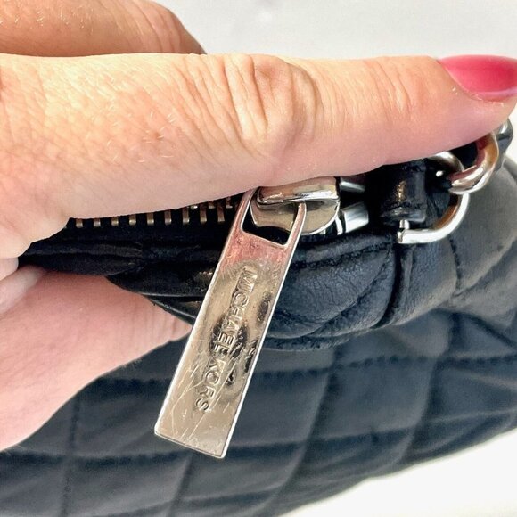 Michael Kors Susannah Quilted Messenger Bag Womens Black Leather Chain Strap - Picture 7 of 11